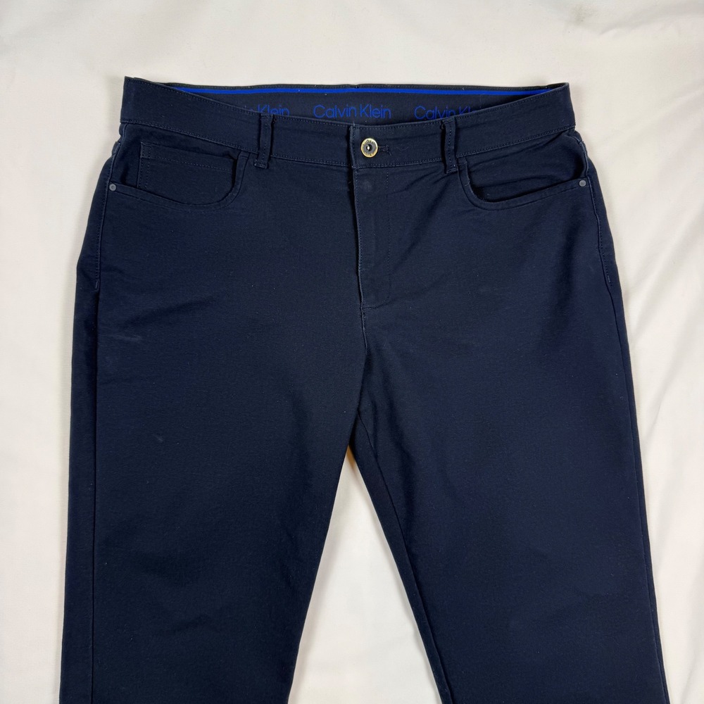 Calvin Klein Mens Navy Blue 5-Pocket Stretch Chino Pants 36x30 Slim Straight